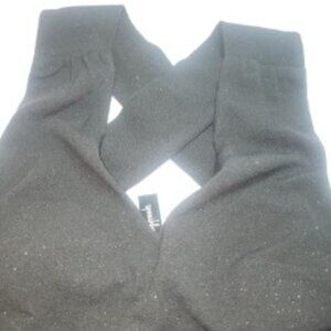 Speechless Women’s XXL Black Glitter Jumpsuit Plunge Neck Criss Cross Back NWT